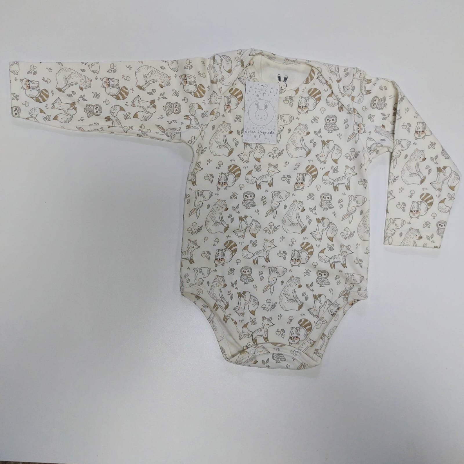 Body Bebé Manga Larga Estampado Bosque – Crudo