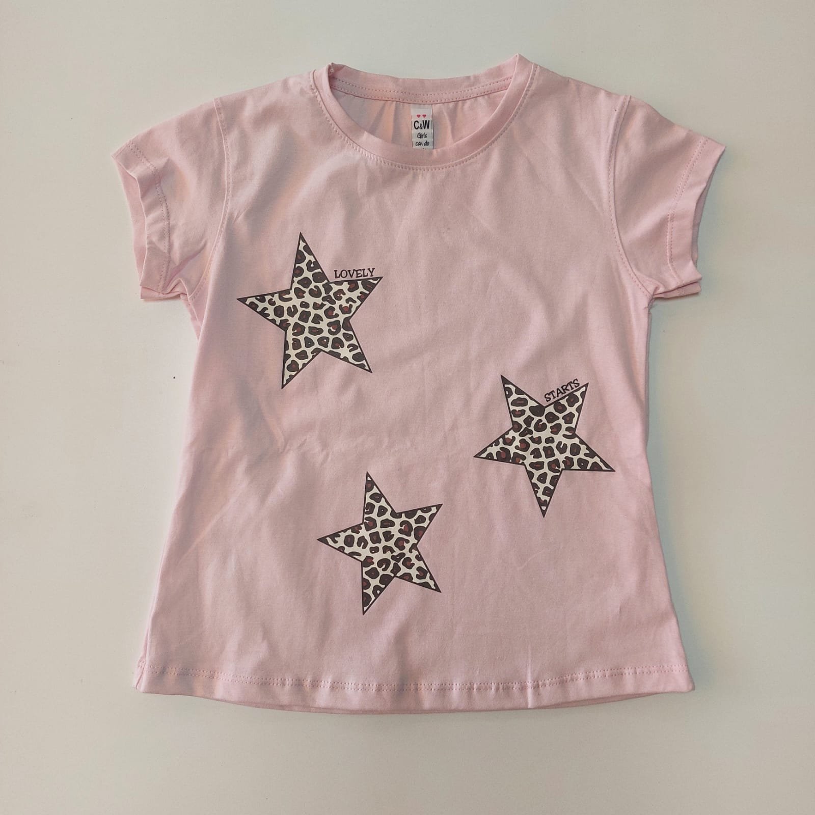 Remera Infantil Rosa con Estrellas Animal Print
