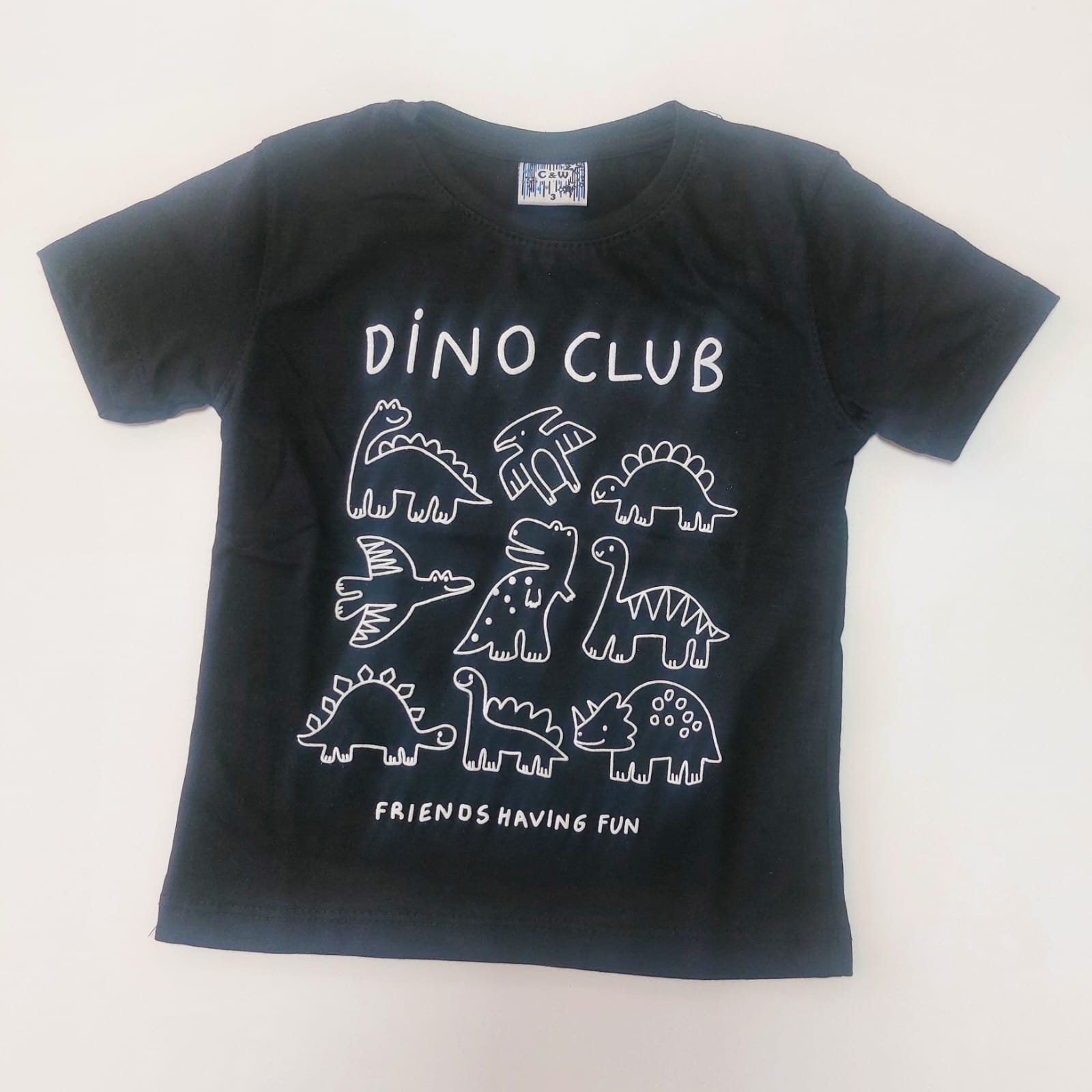Remera Bebe Dino Club Negra