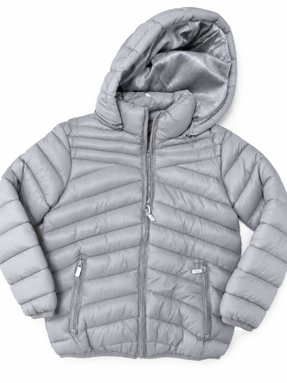 Campera Inflable Infantil con Capucha y Abrigo Interior Gris