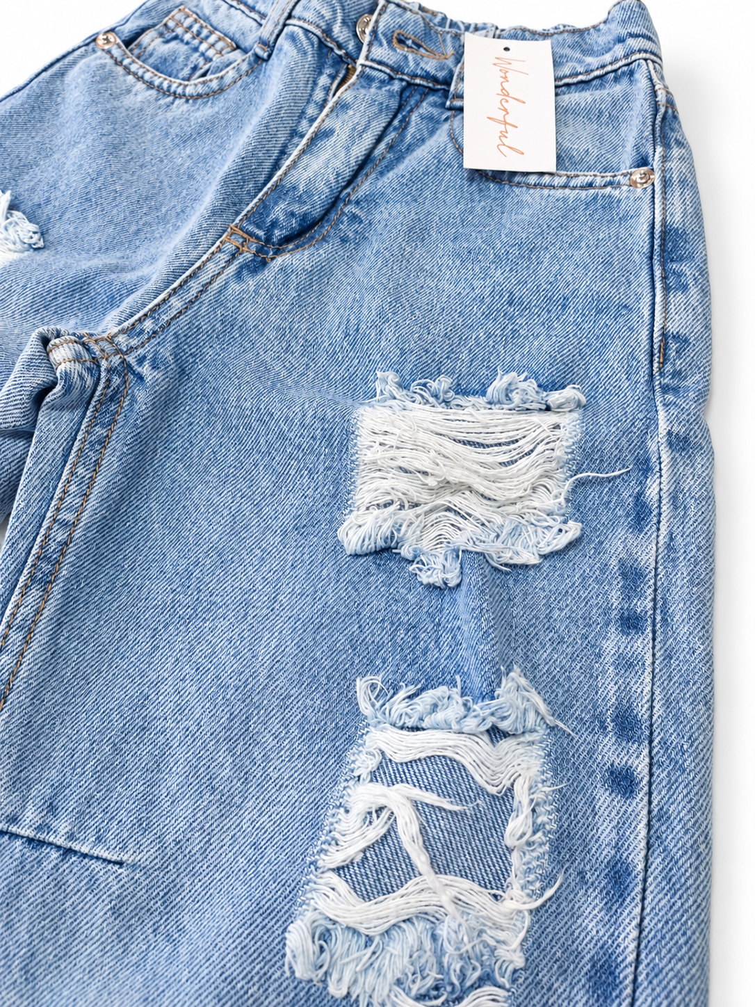 Jean Wide Leg Roto Celeste