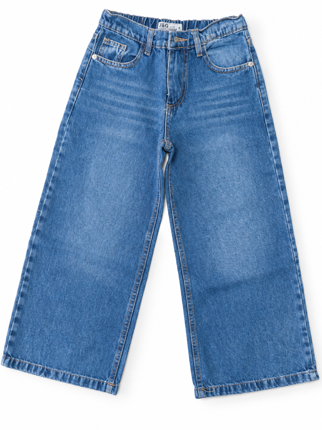 Jean Wide Leg Infantil con Cintura Elastizada – Azul Medio