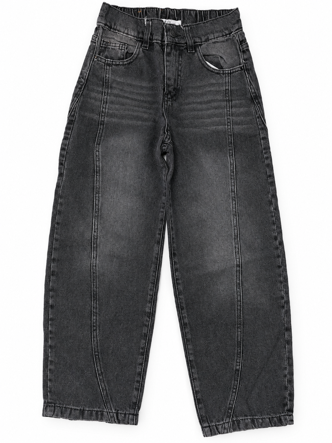 Pantalón Jean Baggy Negro Nevado con Costuras Frontales