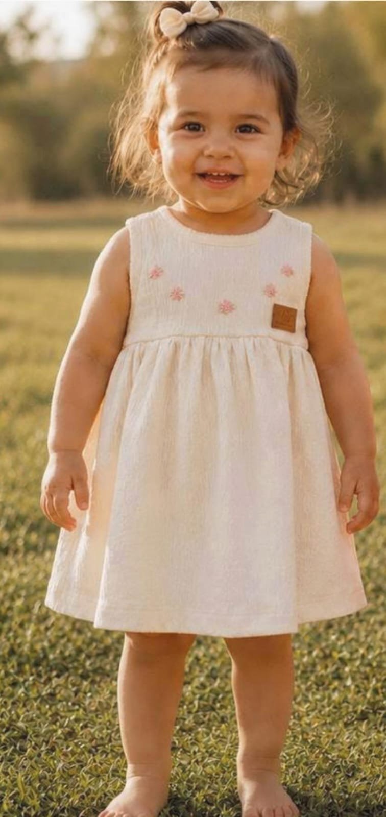Vestido Bebé Cotton Baby Flores Rosadas