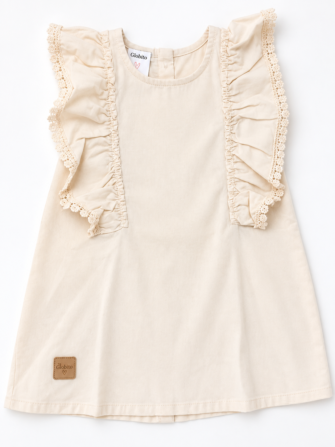 Vestido Infantil Crema con Volados y Encaje