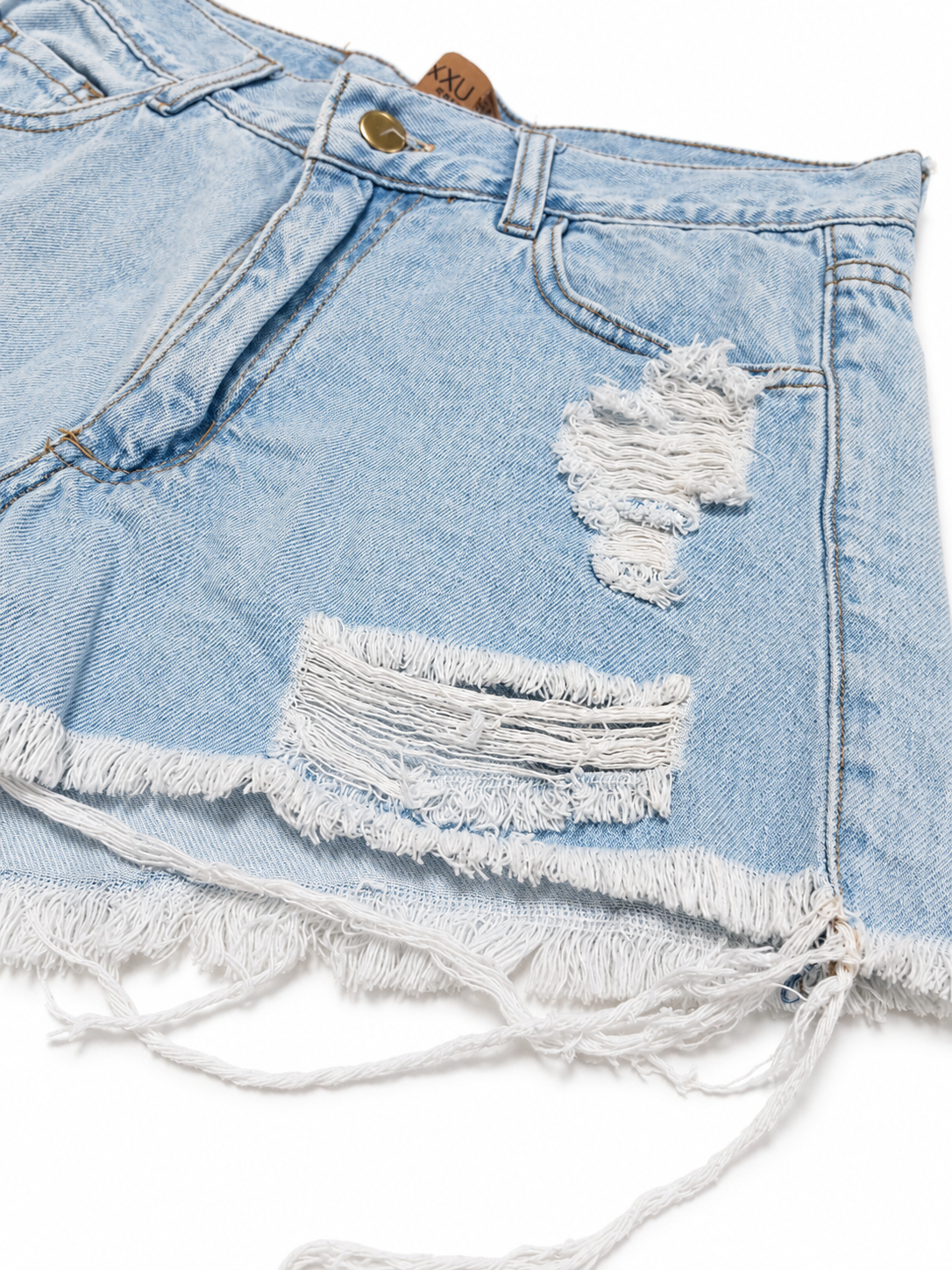 Short de Jean Desgastado con Roturas