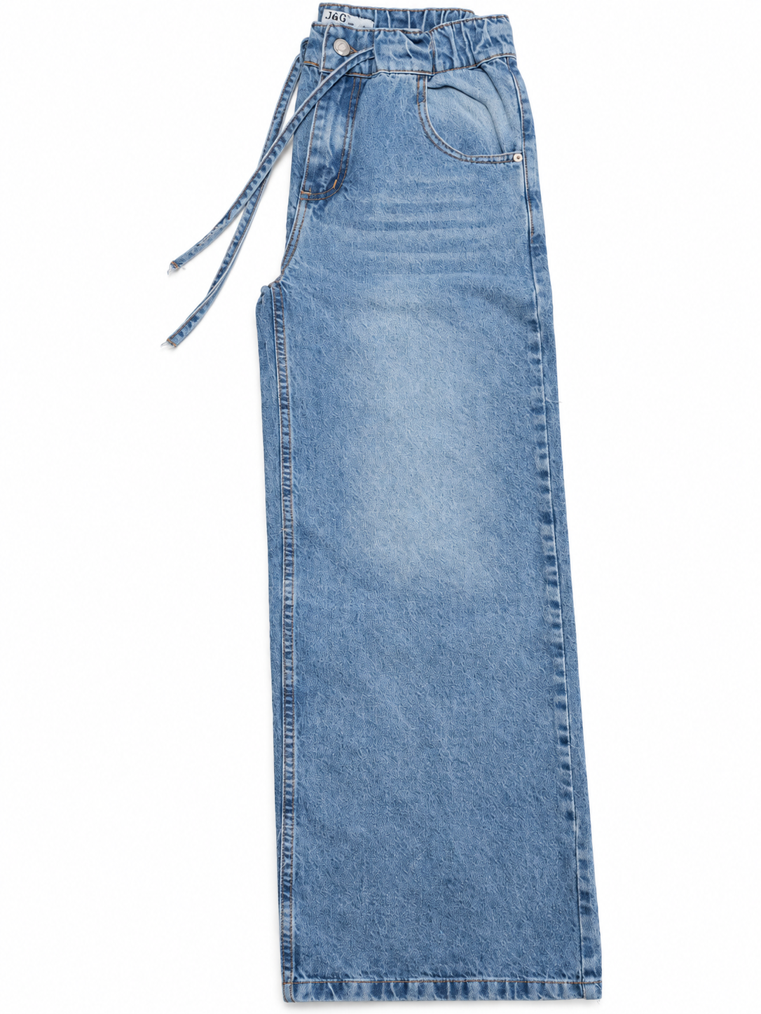 Jean Wide Leg con Cintura Elastizada y Cordón