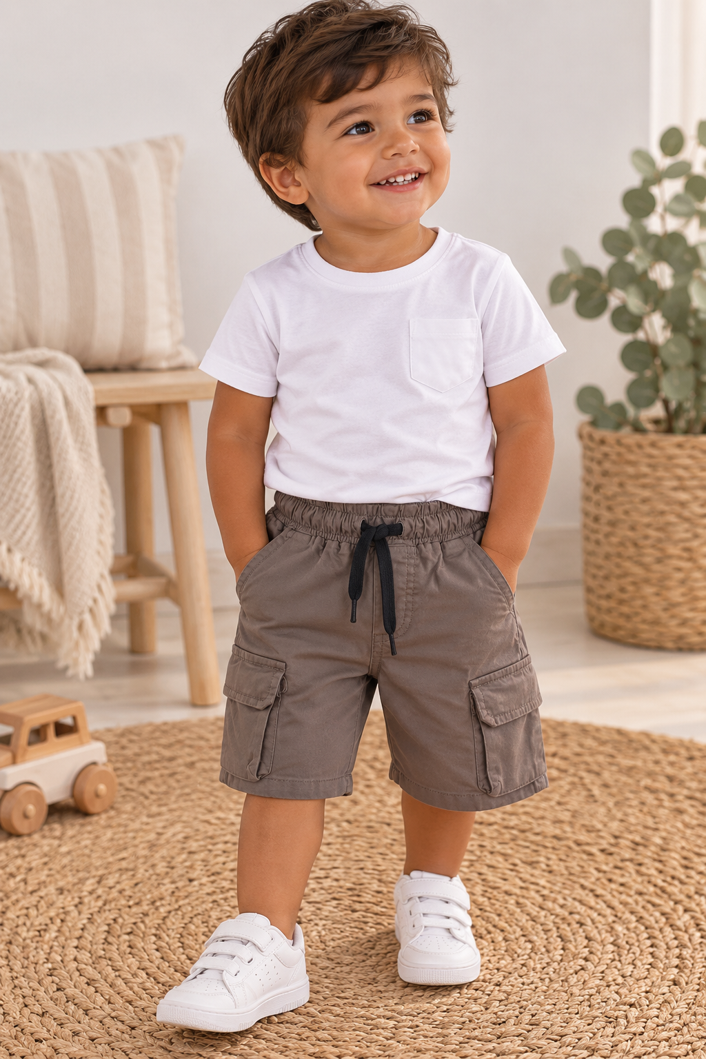 Short Cargo Bebe con Bolsillos – Tonos Neutros