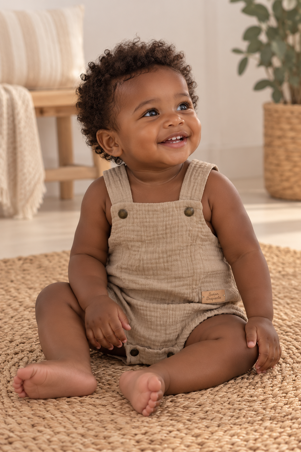 Pañalero de Muselina con Breteles – Blanco y Beige