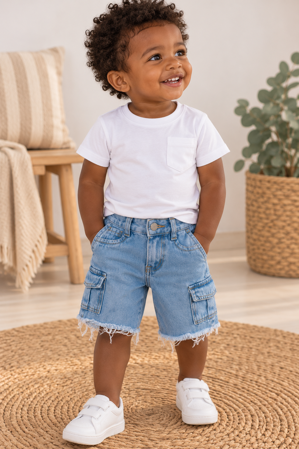 Short Cargo de Jean Celeste con Bolsillos